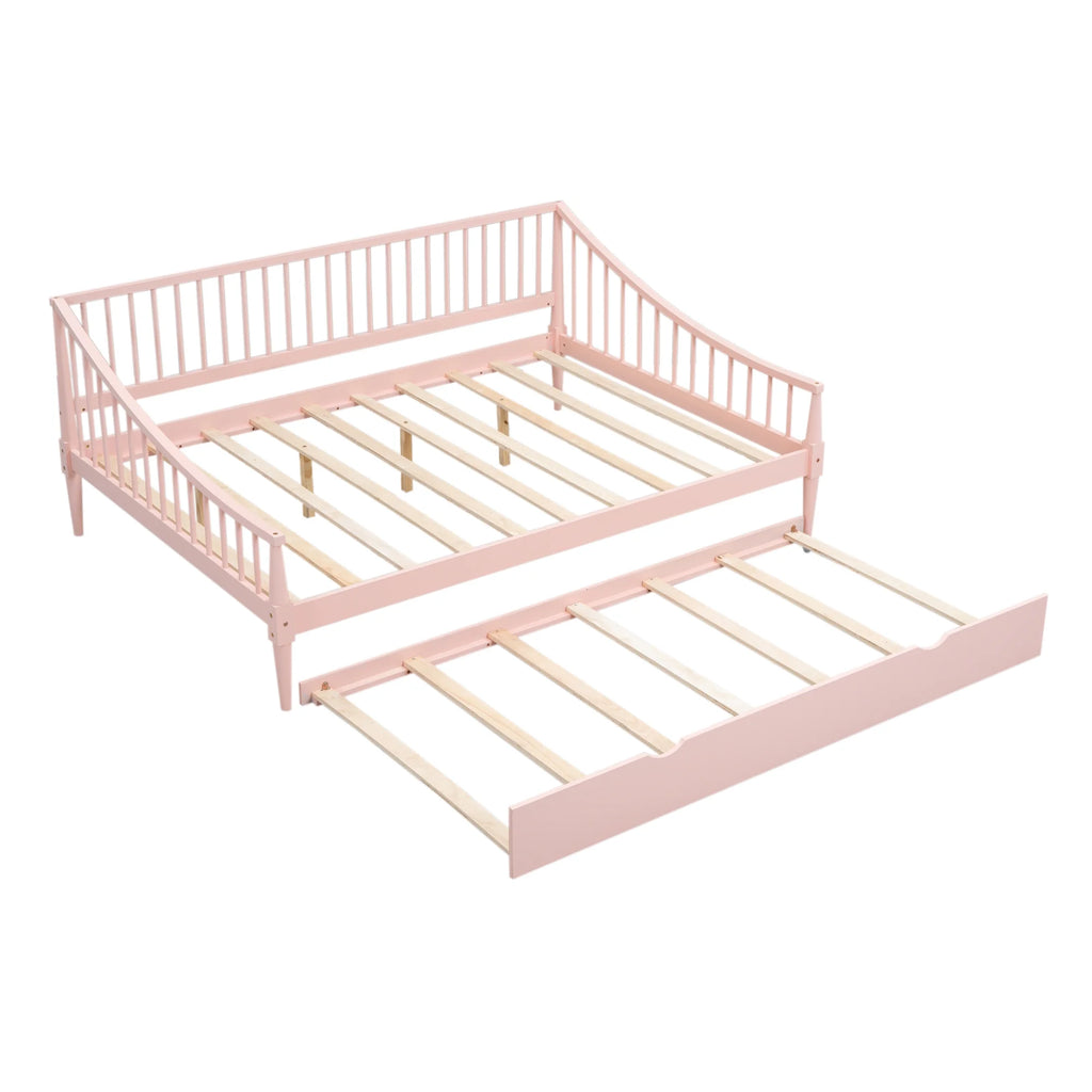 Pink Full Size Wood Daybed with Twin Trundle K97225