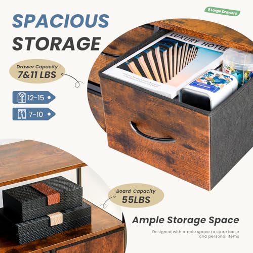 Black TV Stand Dresser with 5 Fabric Drawer Y327799