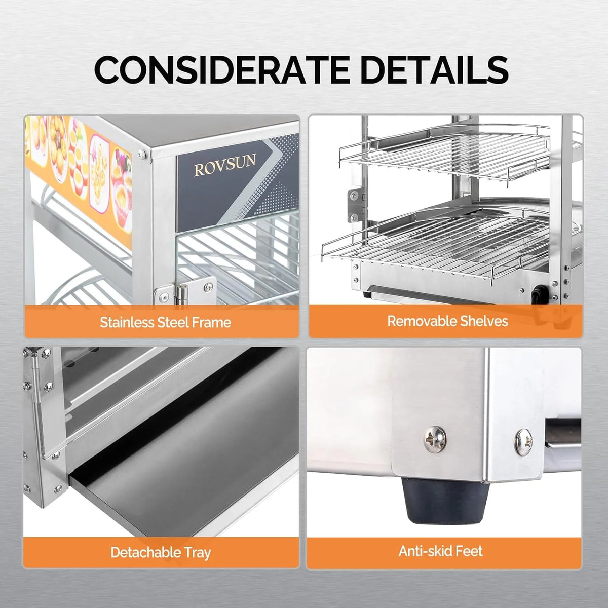 3-Tier Food Warmer Display Case with LED Lighting S907