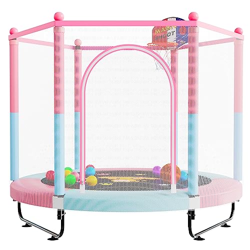 60" Trampoline with Basketball Hoop, Safety Enclosure M76781