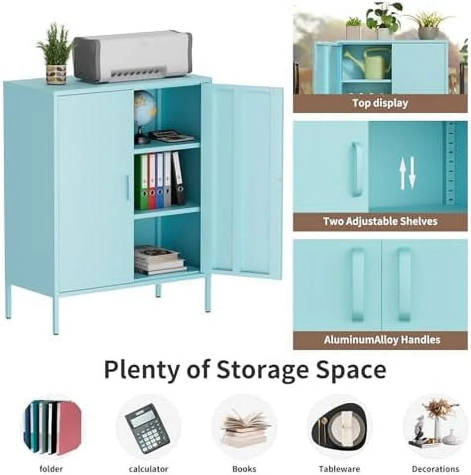 Metal Cabinet Locker with Hanging Rod and Adjustable Shelves Q444