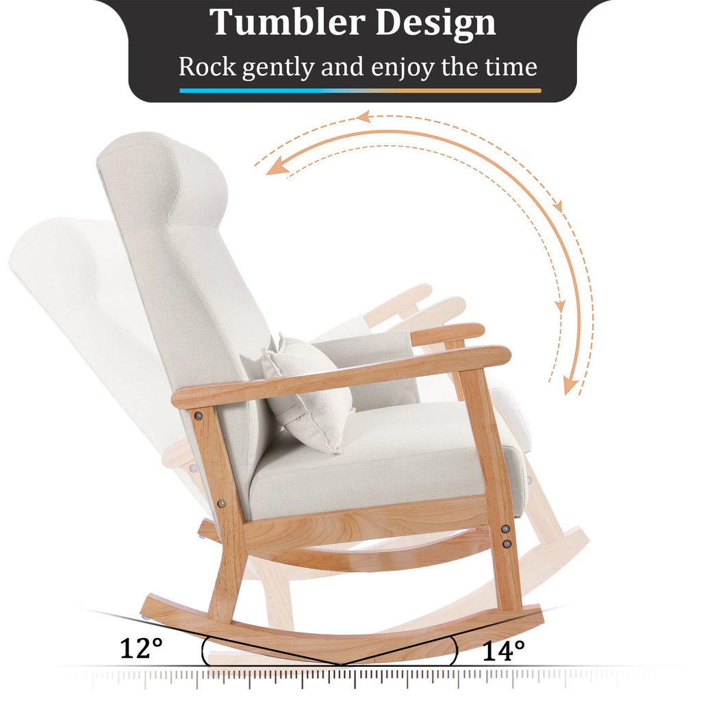 Upholstered Rocking Chair with Ottoman and Pillow J35898