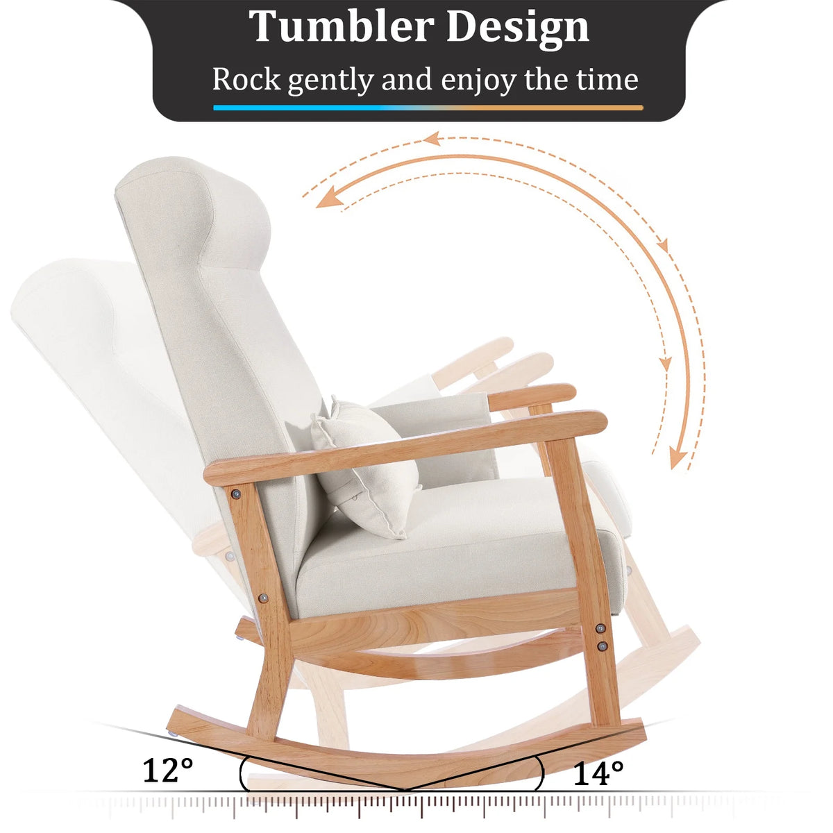 Upholstered Rocking Chair with Ottoman and Pillow J35898