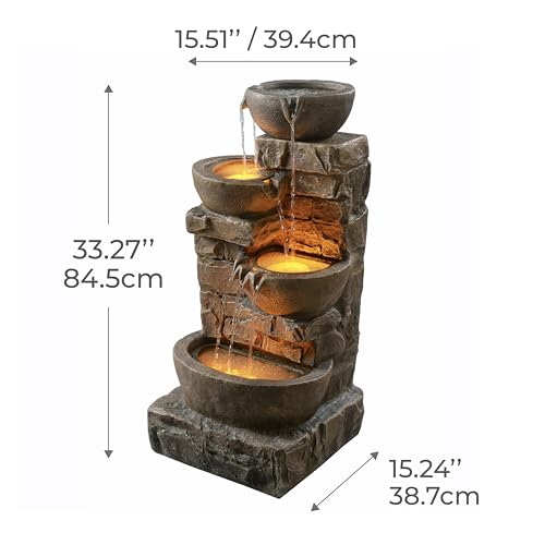 LED Outdoor Water Fountain Stone Gray M914