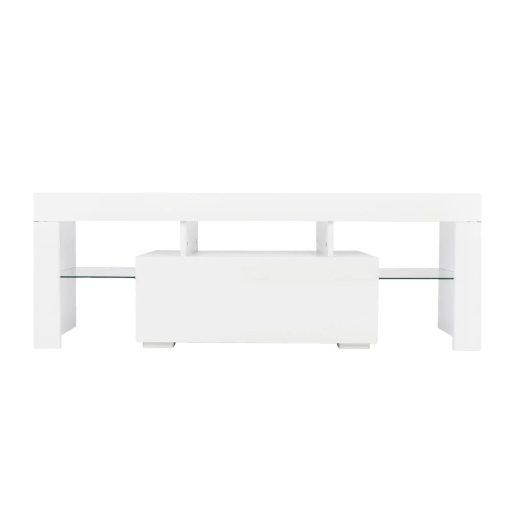 White High Gloss LED TV Stand with 2 Drawers W325