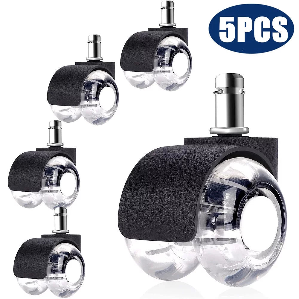 2" Heavy Duty Rubber Office Chair Caster Wheels, Set of 5 B42166
