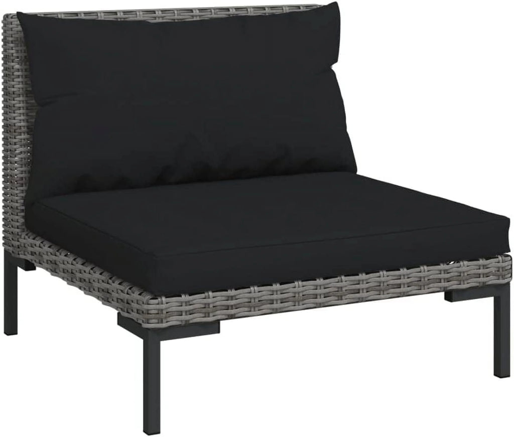 14 Piece Patio Lounge Set with Cushions Poly Rattan Dark Gray B932