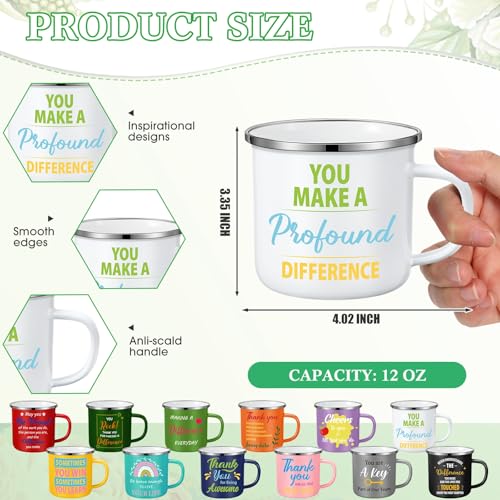12 Pcs 12 OZ Enamel Coffee Mugs T8190