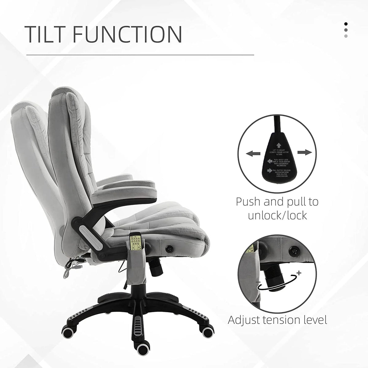 Gray Velvet Reclining Office Chair B38438