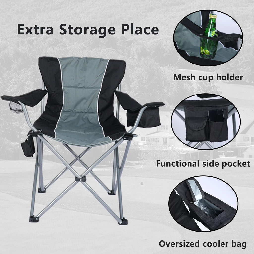 Oversized Folding Camping Chair with Cup Holder and Cooler Bag G60596