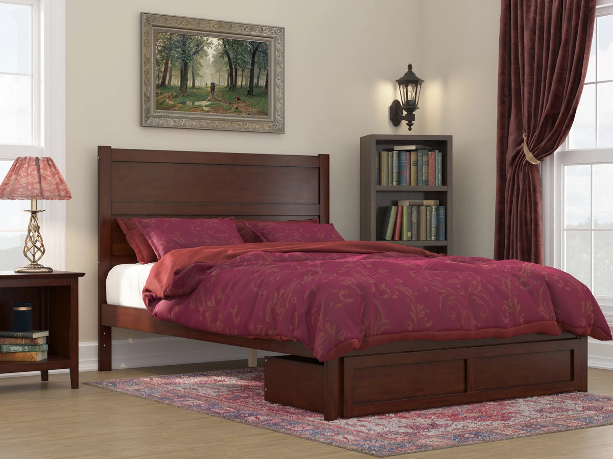 Queen Wood Platform Bed Frame with Foot Drawer Storage U54903