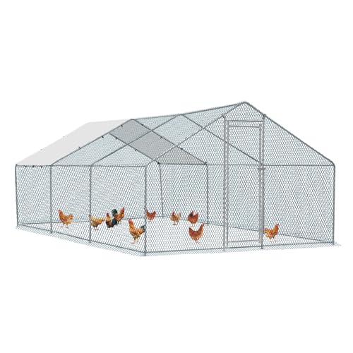 13×10 FT Metal Chicken Coop with Waterproof Cover X846077