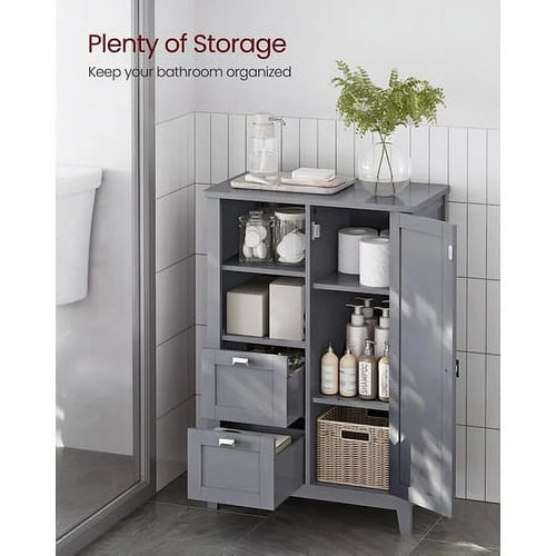 2 Drawers Freestanding Bathroom Storage Cabinet with Adjustable Shelves F1493