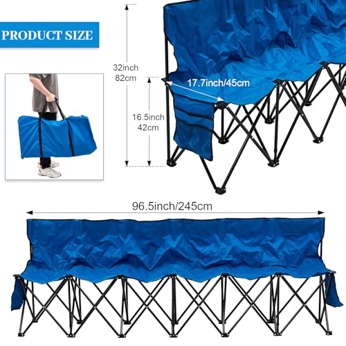 6 Seats Folding Soccer Bench Chair with Storage Bag Z198