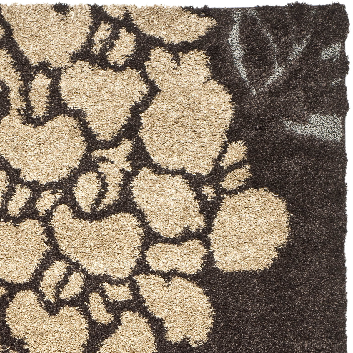 Dark Brown Grey Floral Shag Area Rug 8' x 10' M45120