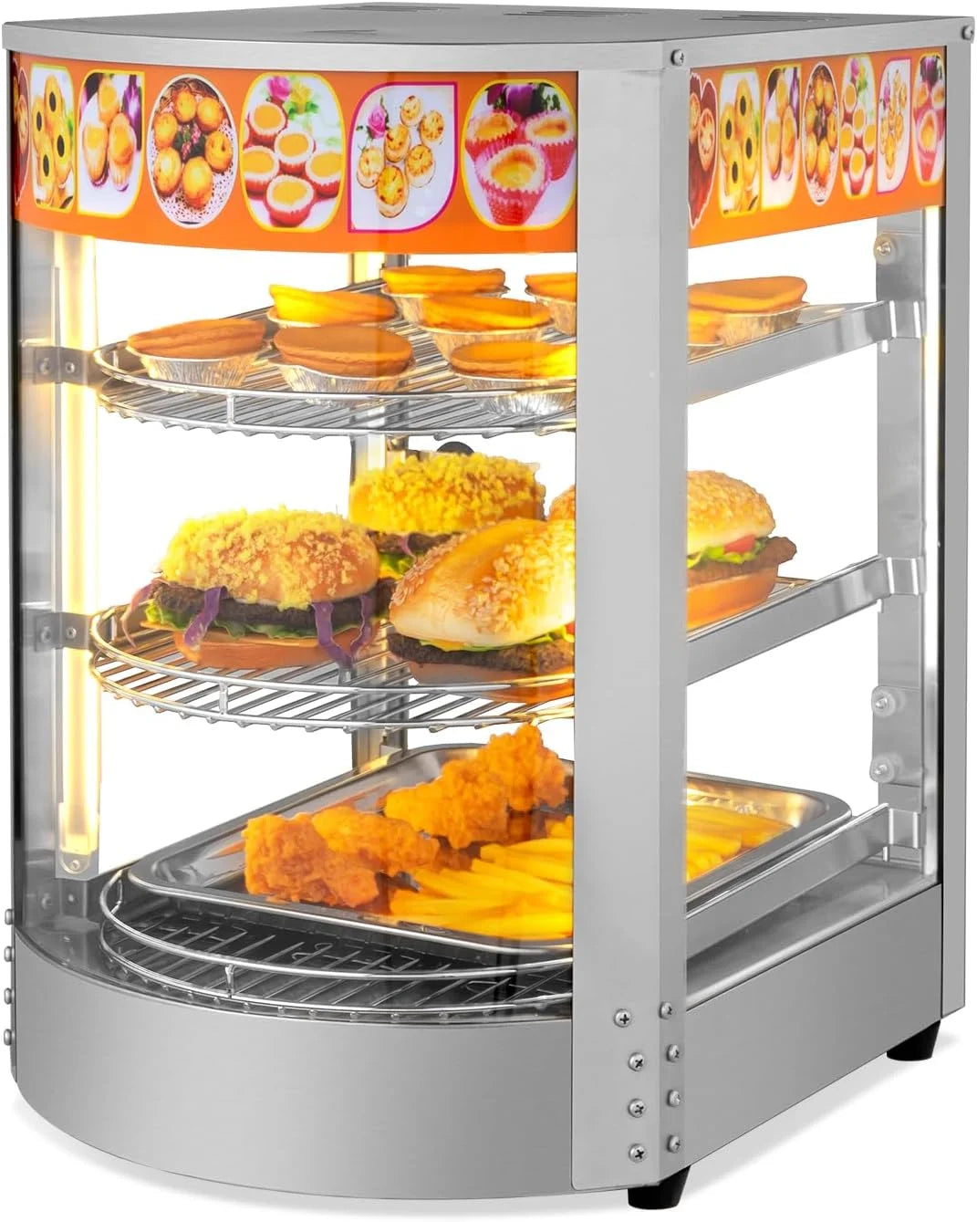 3-Tier Food Warmer Display Case with LED Lighting S907