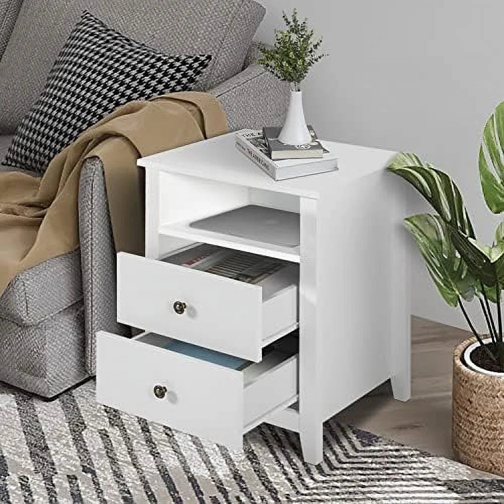 Black Wood Nightstand Set with Drawers A388060