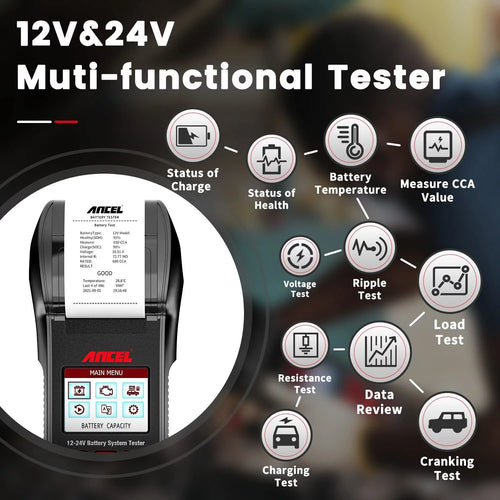 12V/24V Automotive Car Battery Load Tester Tool H70191