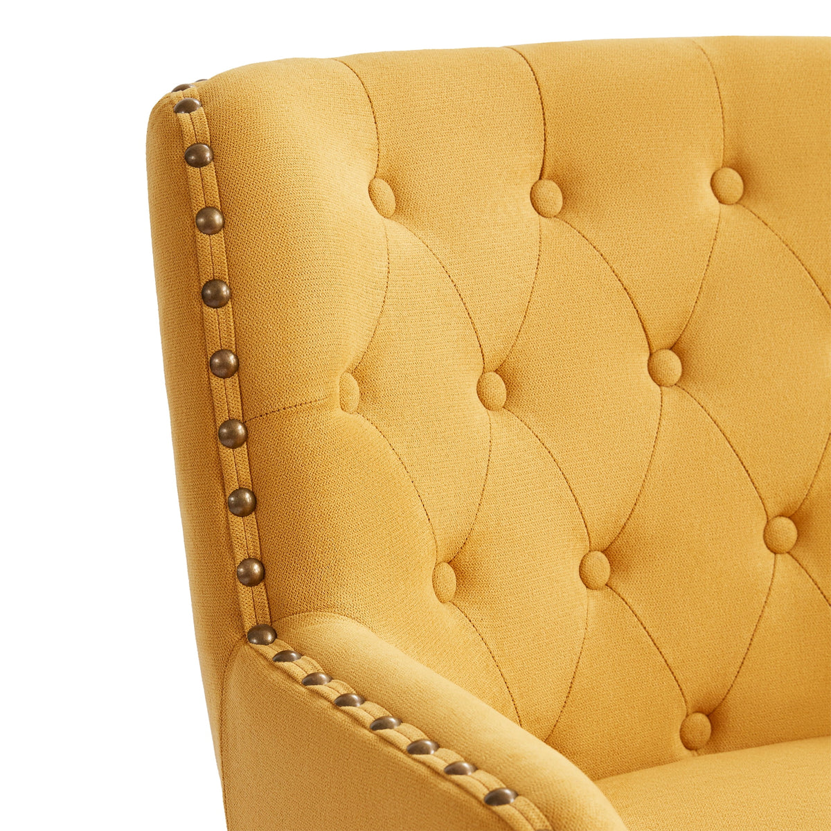 Yellow Upholstered Accent Chair with Ottoman Q2343