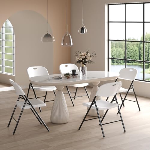 Heavy Duty Plastic Folding Chair with Steel Frame, White, 4 Pack N366408