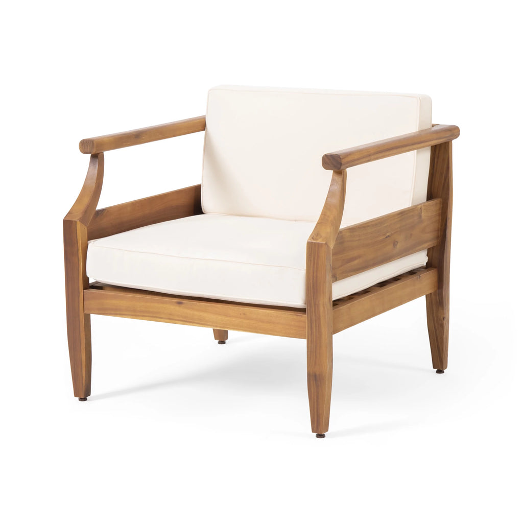 Acacia Wood Outdoor Club Chairs with Cushions C389986
